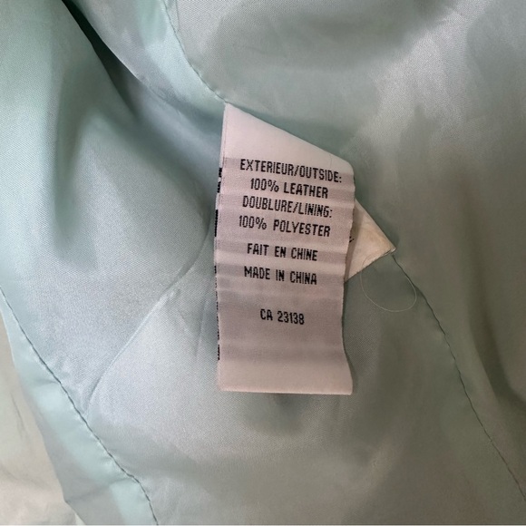 Vintage Studded Leather Jacket in Light Blue and White - Picture 6 of 6